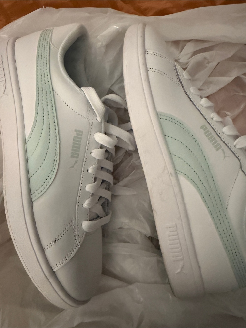 Puma White Sneakers with Mint Green Formstrip